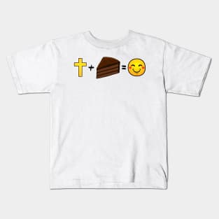 Christ plus Chocolate Cake equals happiness Kids T-Shirt